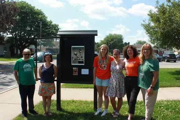 'Heidi Hoenig Scholarship' winner, Grace Taberski and her incredible artwork on display in front of Evans & McGraw Learning Center on Cooper Road.