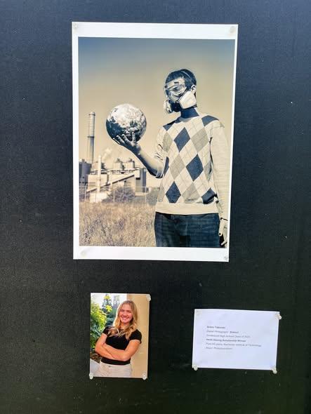 'Heidi Hoenig Scholarship' winner, Grace Taberski and her incredible artwork on display in front of Evans & McGraw Learning Center on Cooper Road.