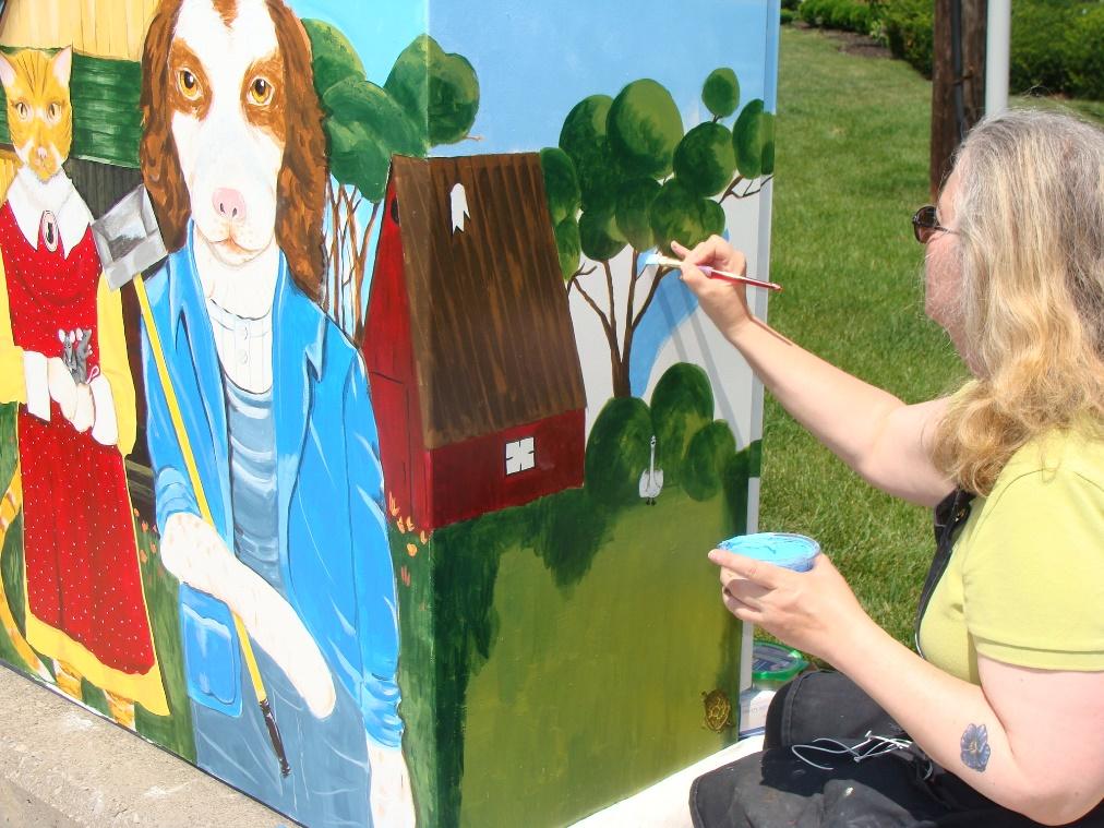 Irondequoit Animal Hospital ‘Animal Gothic’. Part of the Silver Box Project in Irondequoit, NY which transforms traffic signal control boxes into works of art.